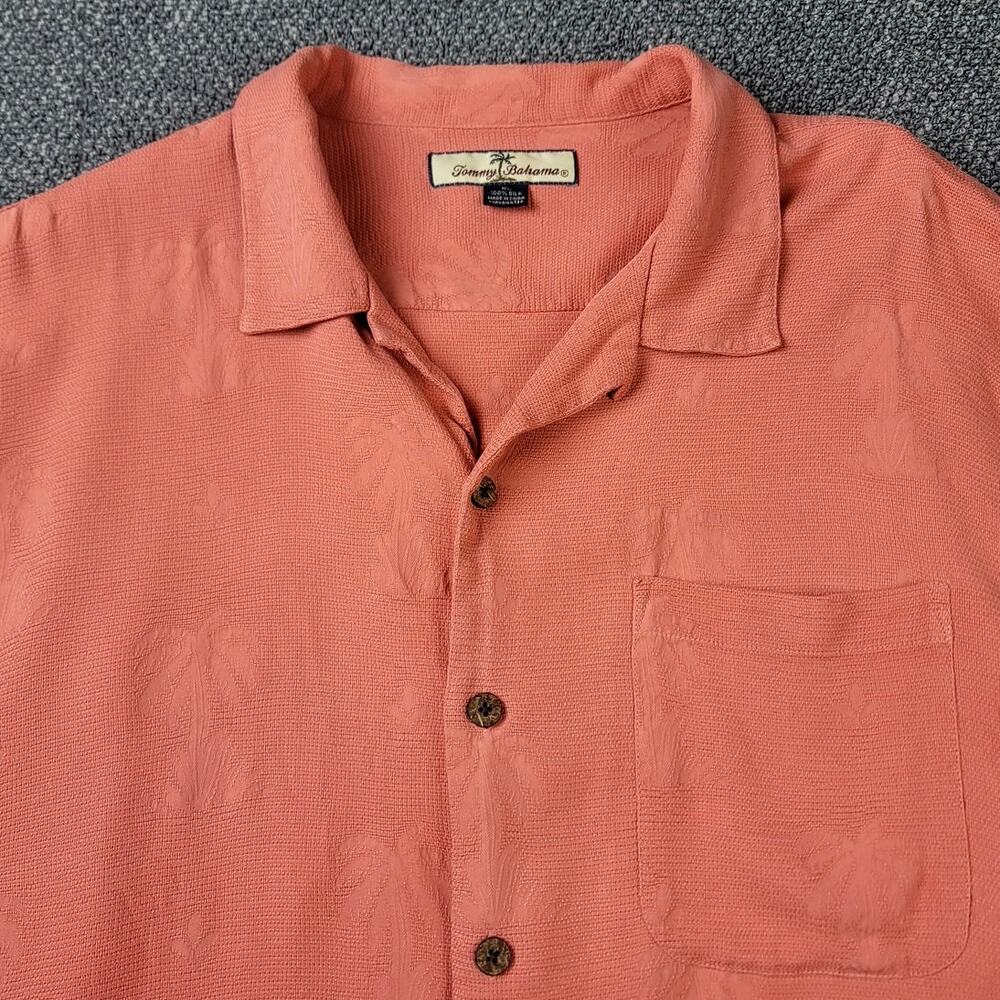 Tommy Bahama Shirt Mens XL 100% Silk Vintage Orange Floral Palm Outdoors Camp